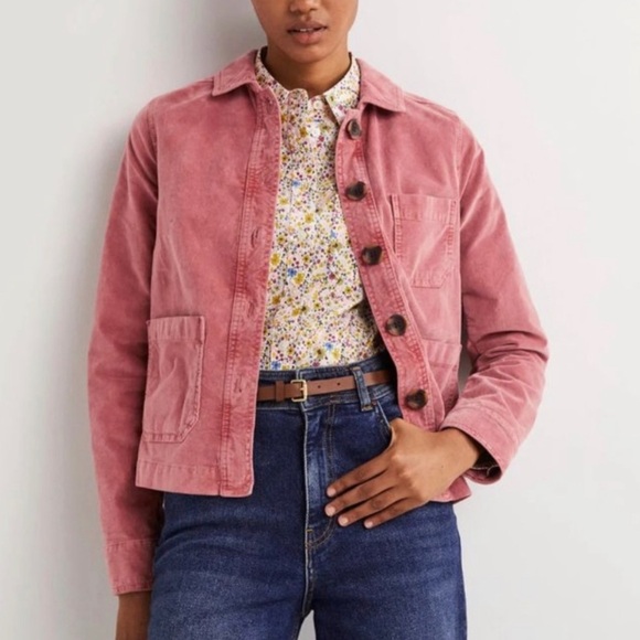 Boden Jackets & Blazers - NWT Boden Velvet Cropped Chore Coat Barn Jacket Mauve Pink Size 8